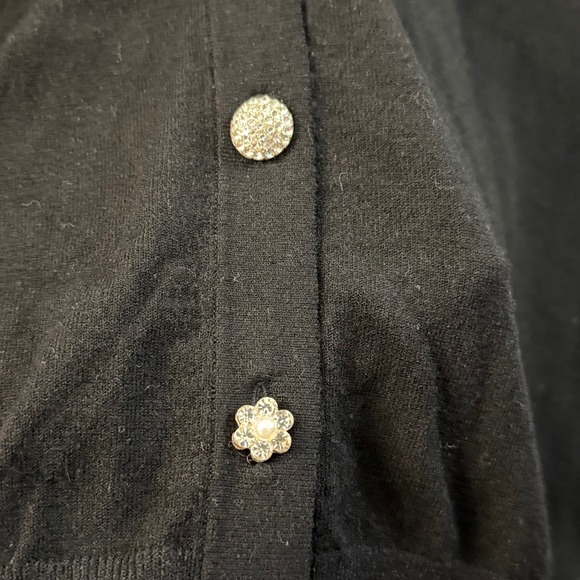 MINNIE ROSE Black Embellished Button V Neck Cardigan Sweater Womens M Classic - Picture 4 of 6